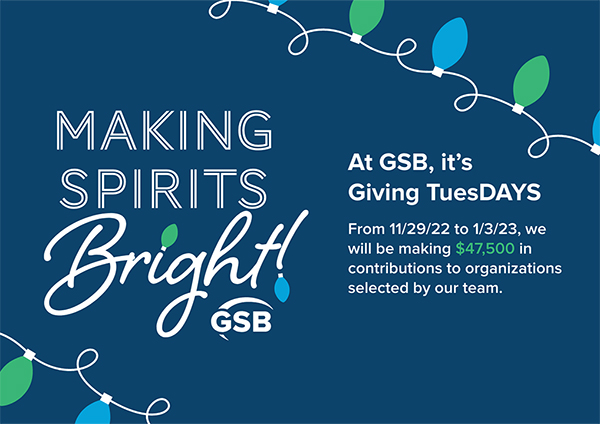 Making Spirits Bright GSB Giving Tuesday
