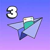 3 with paper airplane graphic