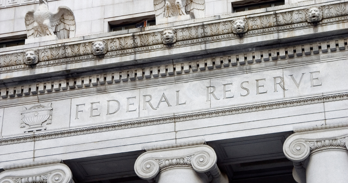 The facade of the Federal Reserve building.