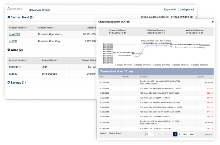 treasury management account management